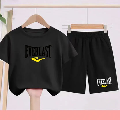 T-shirt d'été pour garçons et filles, manches courtes sportives pour enfants de 7 à 13 ans, pantalons à caractères, confortables