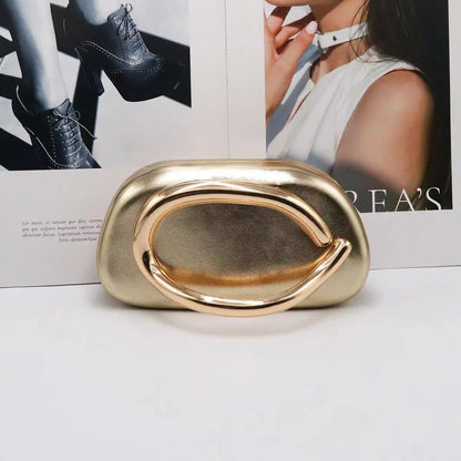 Gold Metal Closure Box Clutch Bag Women Evening Wedding Party Cute Purse Bag Handbag Dark Red Beige 2025 Spring New Fashion Ins
