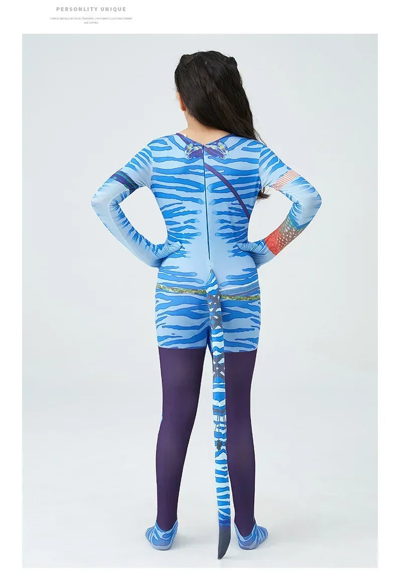 Boy Girls Halloween Cosplay Avatar Costume Kids The Way of Water Neytiri Alien Cosplay Hero One Piece Tight Fitting Clothing
