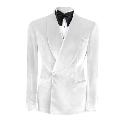 Vintage Velvet Wedding Tuxedos Jacket Double Breasted Men Blazers Suit Peaked Lapel Groom Wear Party Sport Coats Customized