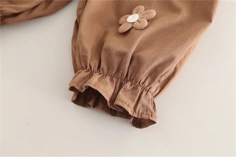 New Toddler Summer Baby Girls Clothes Suits Children Big Wave Lapel Shirt +Flower Cropped Pants 2Pcs/Set Infant Fashion Clothing