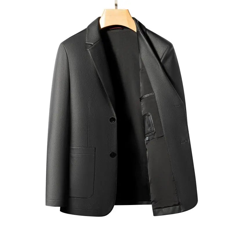 New Men's Business Casual Fashion Leather Blazer Sheepskin Slim Fit High-End Genuine Leather Jacket