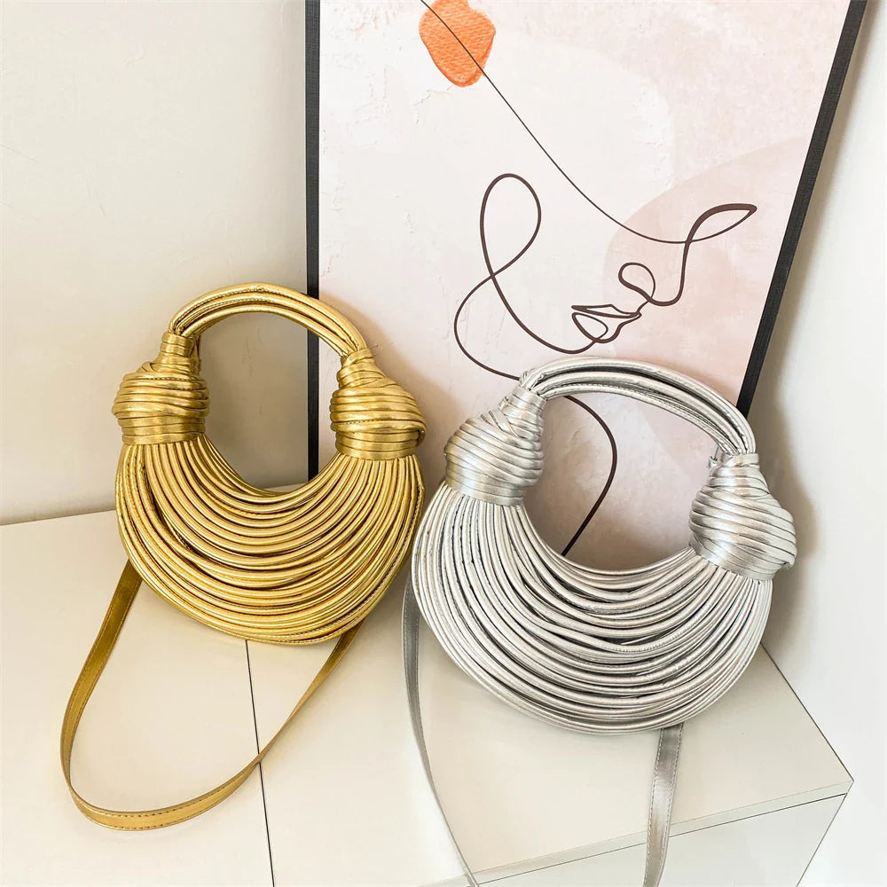 MOODS Luxury Evening Purses For Women Golden Noodle Knot Design Dinner Party Clutch Bag 2023 Luxury Designer Purses And Handbags