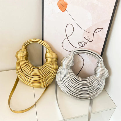 MOODS Luxury Evening Purses For Women Golden Noodle Knot Design Dinner Party Clutch Bag 2023 Luxury Designer Purses And Handbags