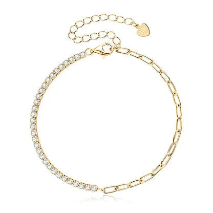 2mm Moissanite Tennis Bracelets With Gra Certificate S925 Sterling Silver Plated 18k Gold Paper Clip Bracelet For Women