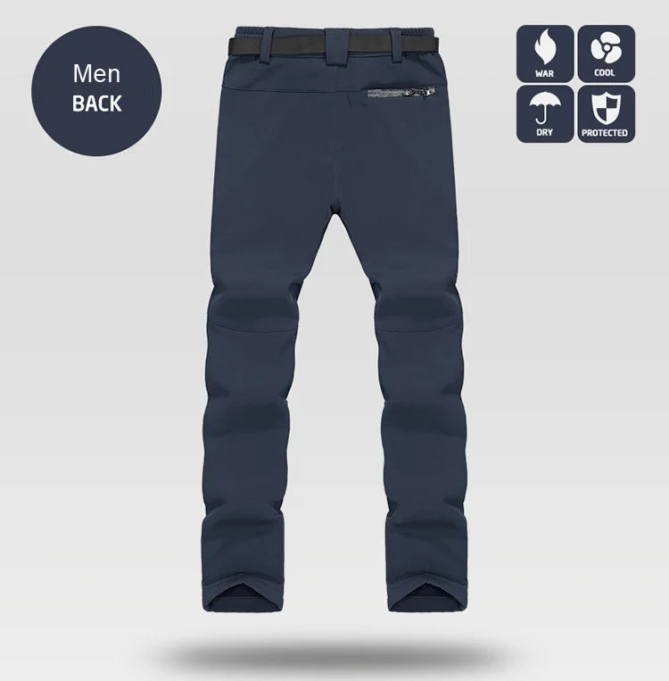 Men's Women's Pants Camping Fleece Lined Waterproof Winter Insulated Hiking Trekking Trousers Outdoor Work Slim Pant