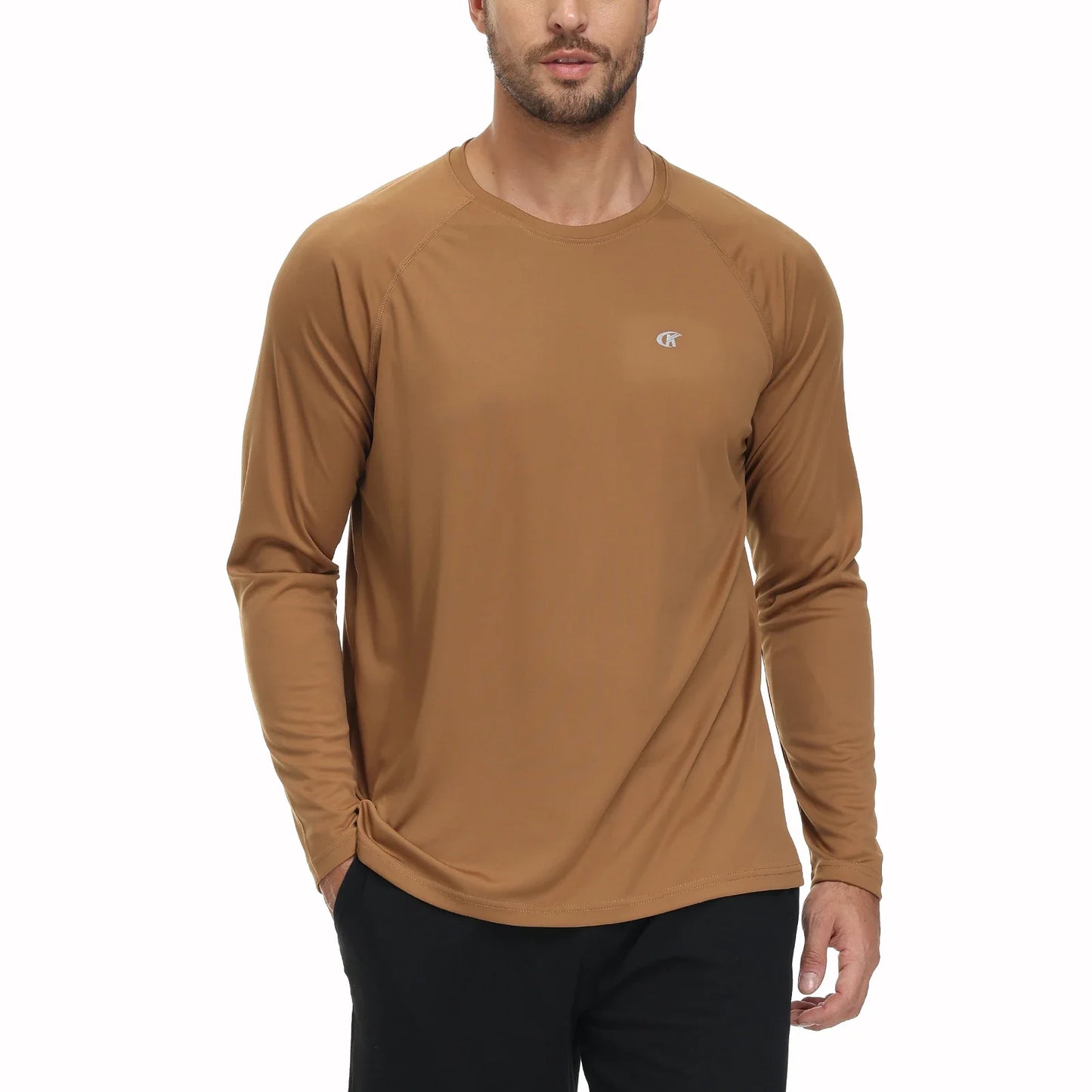 Men UPF 50+ Long Sleeve T-Shirt, Rash Guard Breathable Tops, Pullover Shirt for Sport Fishing Hiking Running Beach Surfing