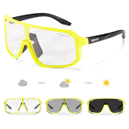 Scvcn New Men's UV400 Photochromic Cycling Sunglasses Women Sports Running Eyewear for Men Glasses Road Bike Bicycle Goggles