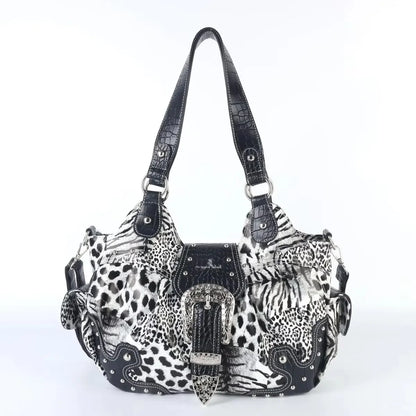 Women Handbag Leopard Top-handle Shoulder Bag PU Dumpling Pack Multi-pockets Shoulder Bags Phone Money Pack