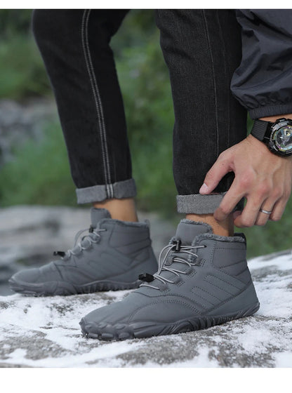 Snow Boots Men Winter Shoes Barefoot Ankle Boots 36-46 Couple Snow Shoes Outdoor Hiking Shoes Fur Warm Plush Boots