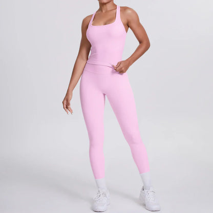 Yoga Top Set Fitness Gym Suit Training Sleeveless Sport Gym Tops Crossover Back Sports Underwear Tummy Control Slimming