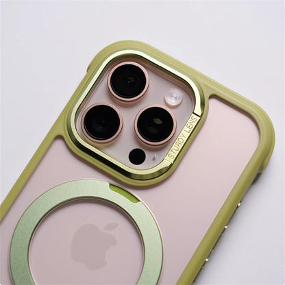 360° Magnetic Rotatable Holder Shockproof Case For iPhone 17 16 Pro Max 15 14 13 Transparent For MagSafe Wireless Charge Cover