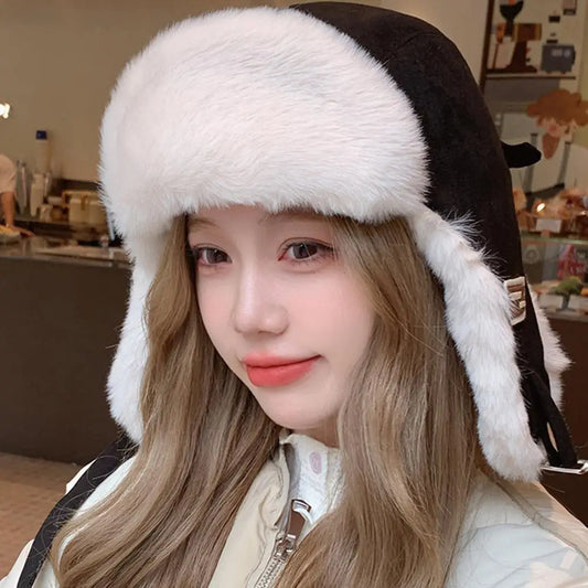 Winter Trapper Aviator Trooper Earflap Warm Russian Waterproof Ski Hat Bomber Cap Warm Faux Fur Ear Protectors Hats Gifts