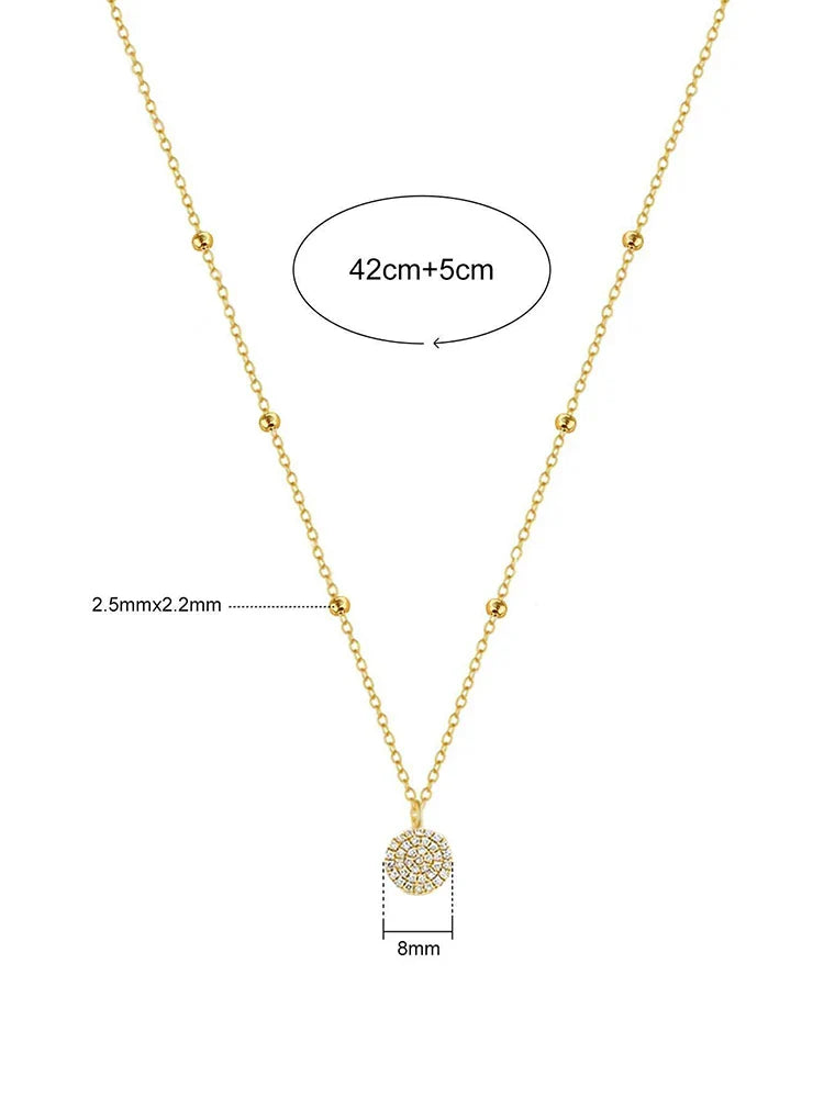 925 Sterling Silver Fashion Shiny Round Beads Halo Zircon Necklace For Women Engagement Wedding High Quality Fine Jewelry