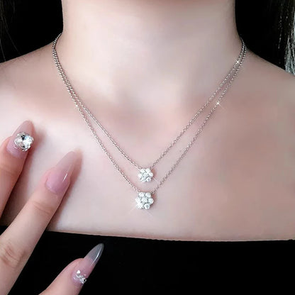 Real D Color Flower Full Moissanite Jewelry Sets for Women 925 Sterling Silver Diamond Pendant Necklace Stud Earrings Jewelry