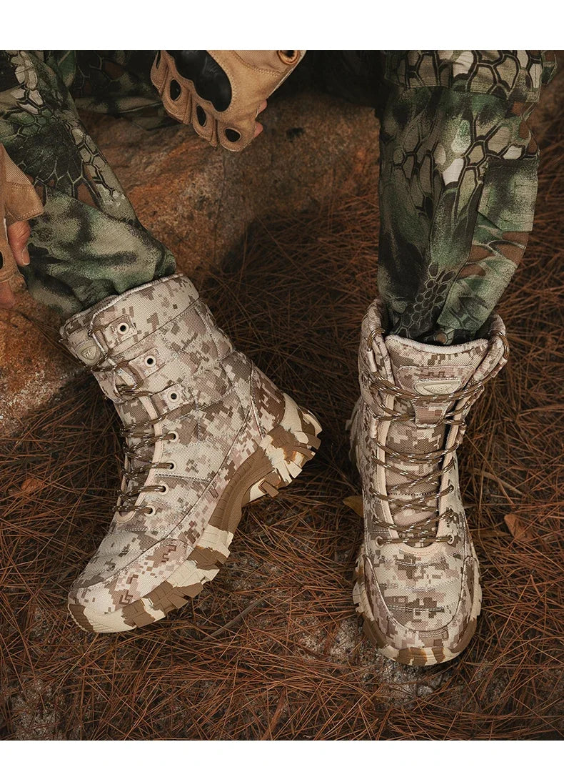 Men Tactical Boots Waterproof Army Work Climbing Hiking Shoes Training Motorcycle Hunting Safety Unisex Desert Boot High Quality
