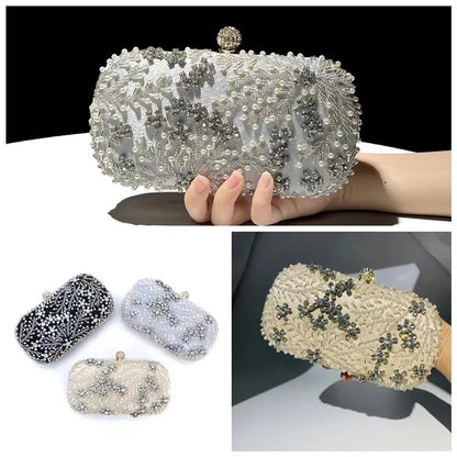 Women's Clutch Bag Crystal Pearl Clutch Purse Luxury Handbag Embroidery Evening Bag Wedding Bag for Bridal Shoulder Bag ZD1529