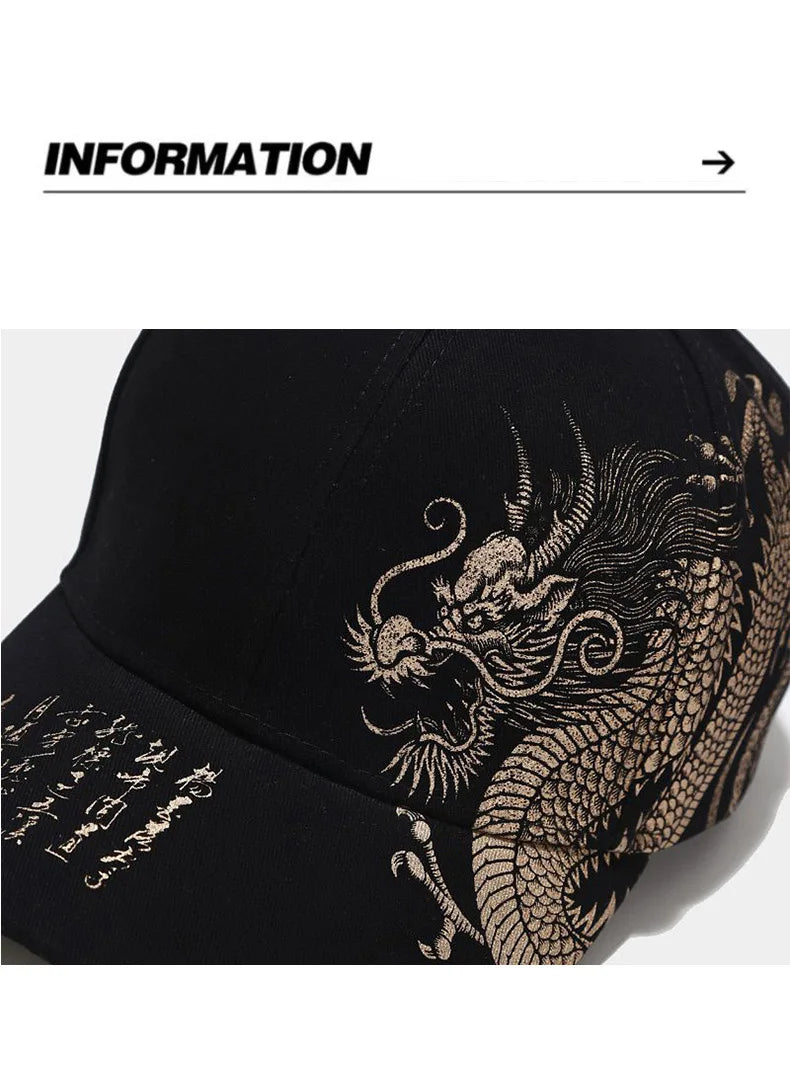 Chinese Style Dragon Pattern Baseball Hat For Men And Women, Versatile National Tide Cap, Hip Hop Hip Hop Skateboarding, Cool