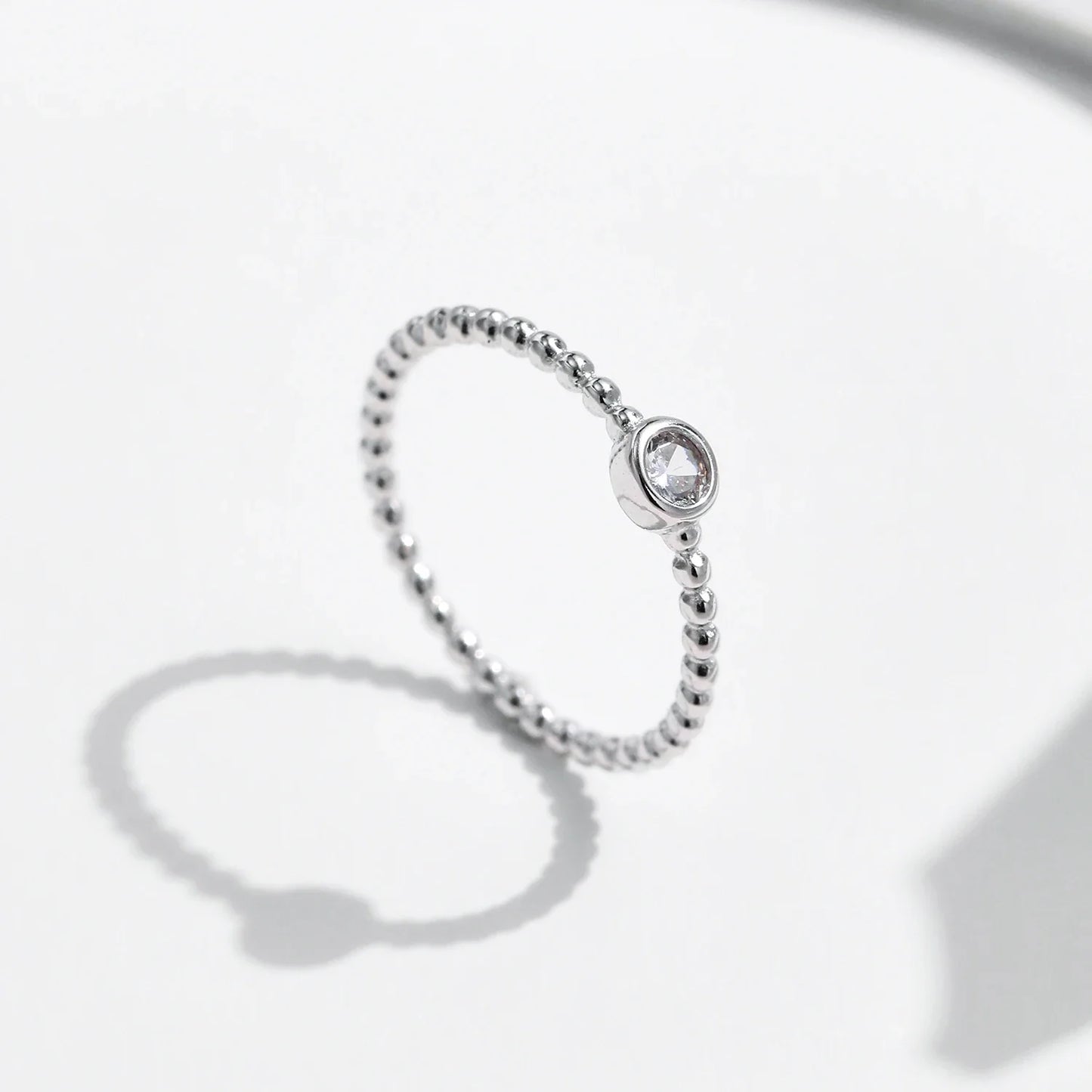 Bezel Setting Moissanite Ring 925 Sterling Silver Beads Trendy Stackable Finger Rings For Women Lab Diamond Jewelry
