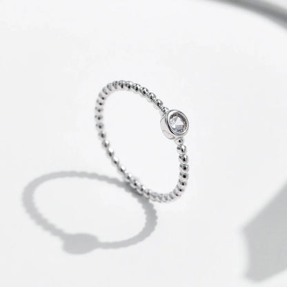 Bezel Setting Moissanite Ring 925 Sterling Silver Beads Trendy Stackable Finger Rings For Women Lab Diamond Jewelry
