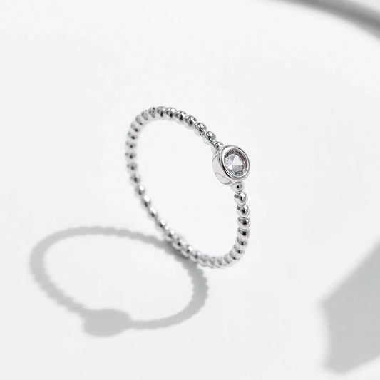 Bezel Setting Moissanite Ring 925 Sterling Silver Beads Trendy Stackable Finger Rings For Women Lab Diamond Jewelry