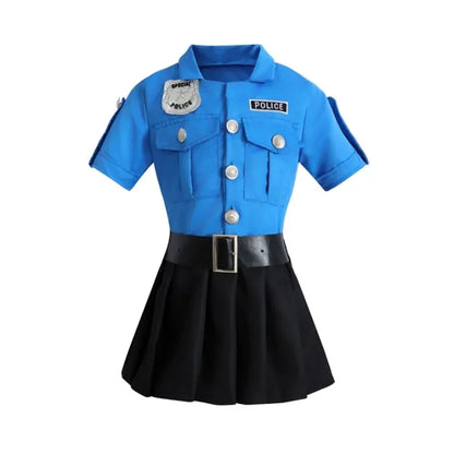 3-12 Years Police Costume Justice Superhero Blue Officer Dress Dressup Costume Halloween Role Play Christmas Birthday Gift Party