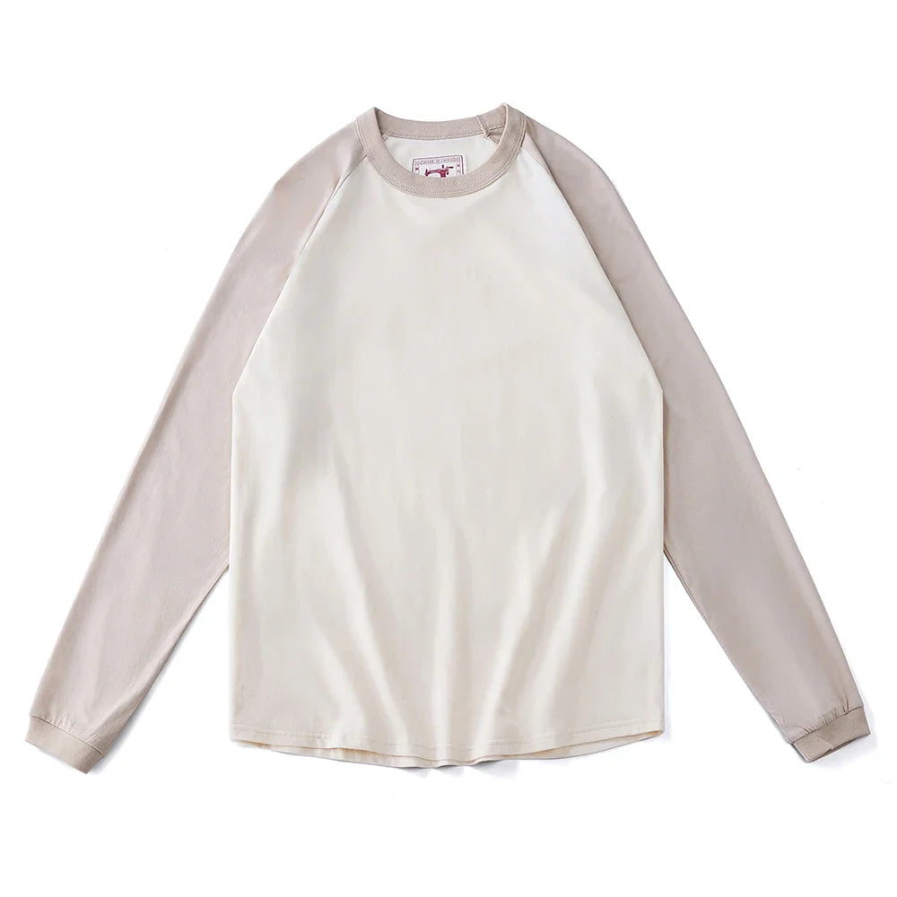 Amekaji Vintage Long Sleeve T Shirt Men Women Spring Autumn New Round Neck Raglan Sleeve T-shirt Retro Casual Bottoming Top Tees