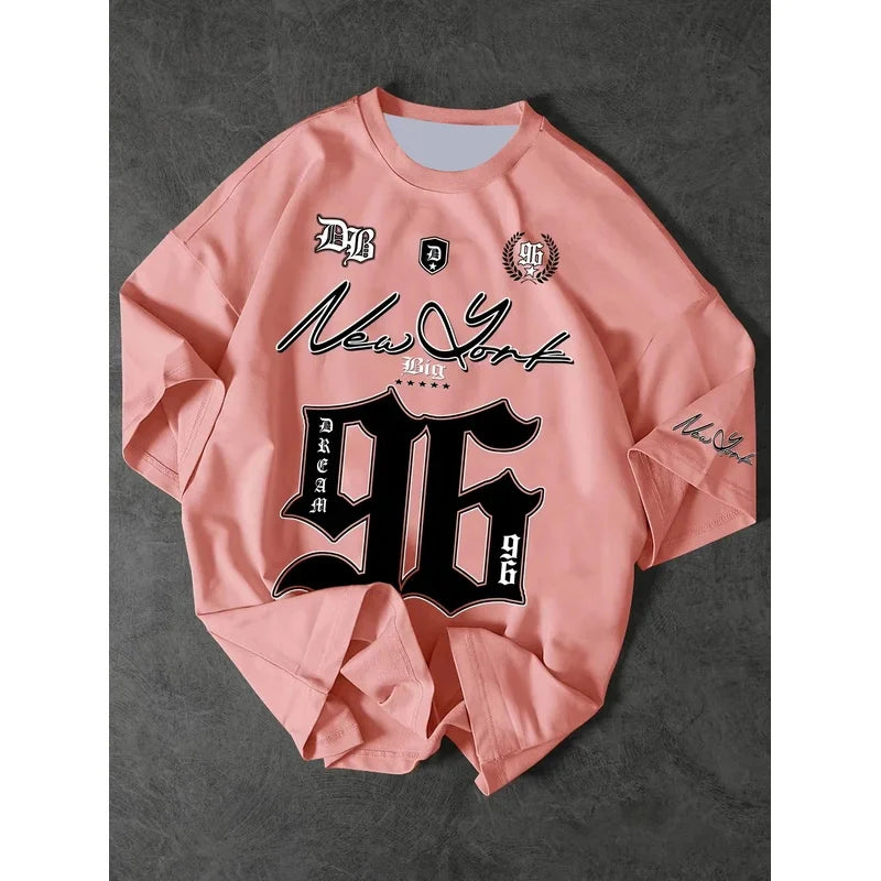 Summer 2025 New Men's New York 96 3d printed digital printed baseball T-shirt, short-sleeved O-neck casual T-shirt, oversized sp