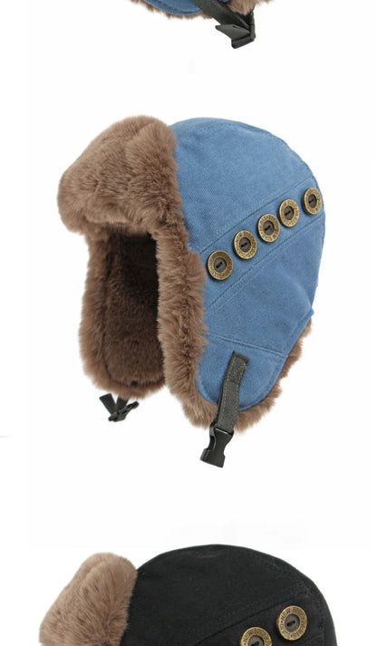 Russian Hat Thick Warm Winter Hat Men Women Windproof Ski Trapper Earflap Cap Faux Rabbit Fur Hat Male Female Bomber Hat
