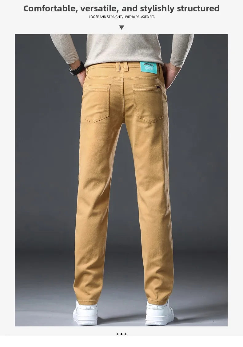 Classic Style 3 Colors Autumn Men's Slim Brown Jeans High Quality Business Casual High Stretch Denim Pants Male Brand Trousers