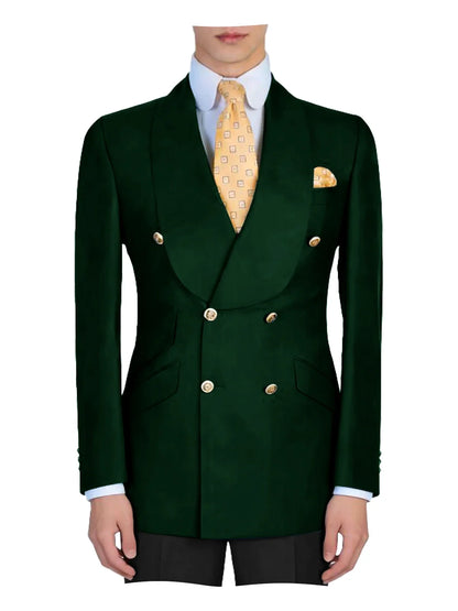 Mens Mint Green Double Breasted Blazer Slim Fit Shawl Collar Formal Sport Coat with Gold Buttons for Groom Prom Business Casual