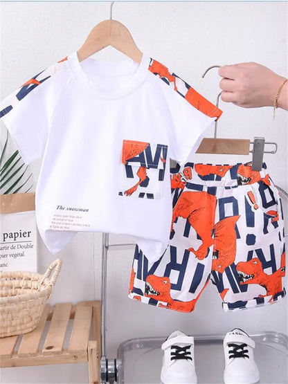 New Summer Baby Boy Kids Clothes Letters Children Clothing Suit Tops Short-sleeve T-shirt Pants 2pcs/set Sport Infant Clothing