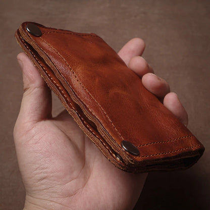 Luxury Brand Men's Genuine Leather Wallet High Quality Vintage Bifold Money Clip Credit Card Holder with Zipper Coin Pocket