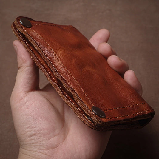Portefeuille de luxe pour homme en cuir véritable de haute qualité style vintage, avec pince à billets, porte-cartes de crédit et poche zippée pour la monnaie