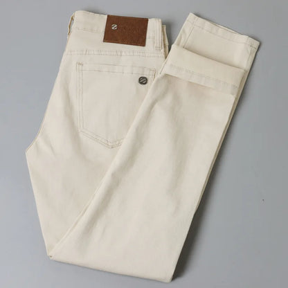 2025 spring/summer high end luxury fashion jeans for men, elastic trend versatile, slim fit, simple and casual pants