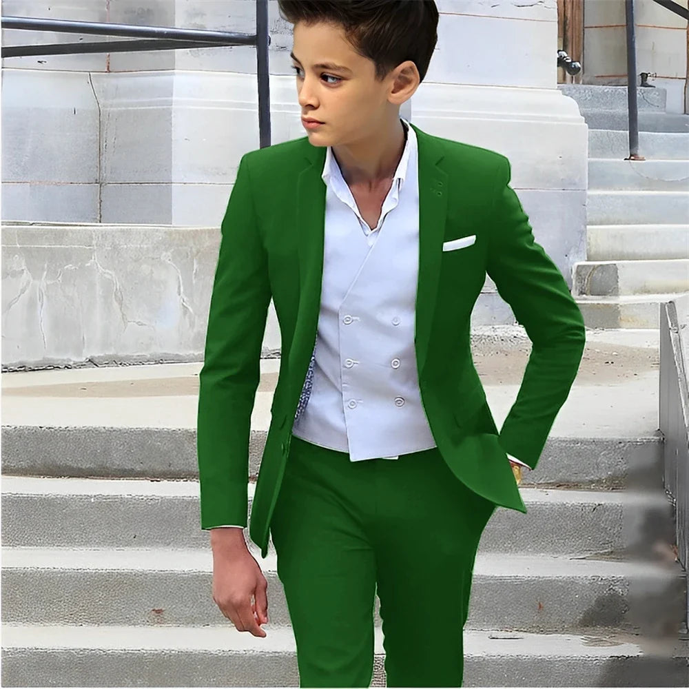 Formal Boys Slim Fit Suits 2 Pieces Birthday Party Tuxedo,Smart Handsome Kids Suit Set Wedding Guest Outfit Plus Size 2-20T
