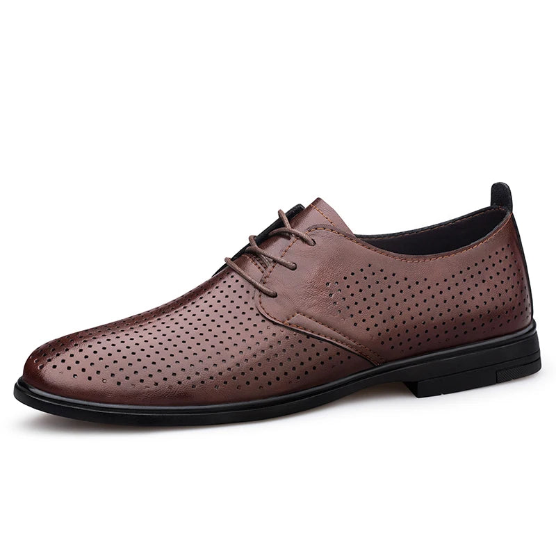 High Quality Handmade Casual Leather Business Shoes Mens Formal Oxford Office Shoes Fashion Lace-up Casual Flat Designer Shoes