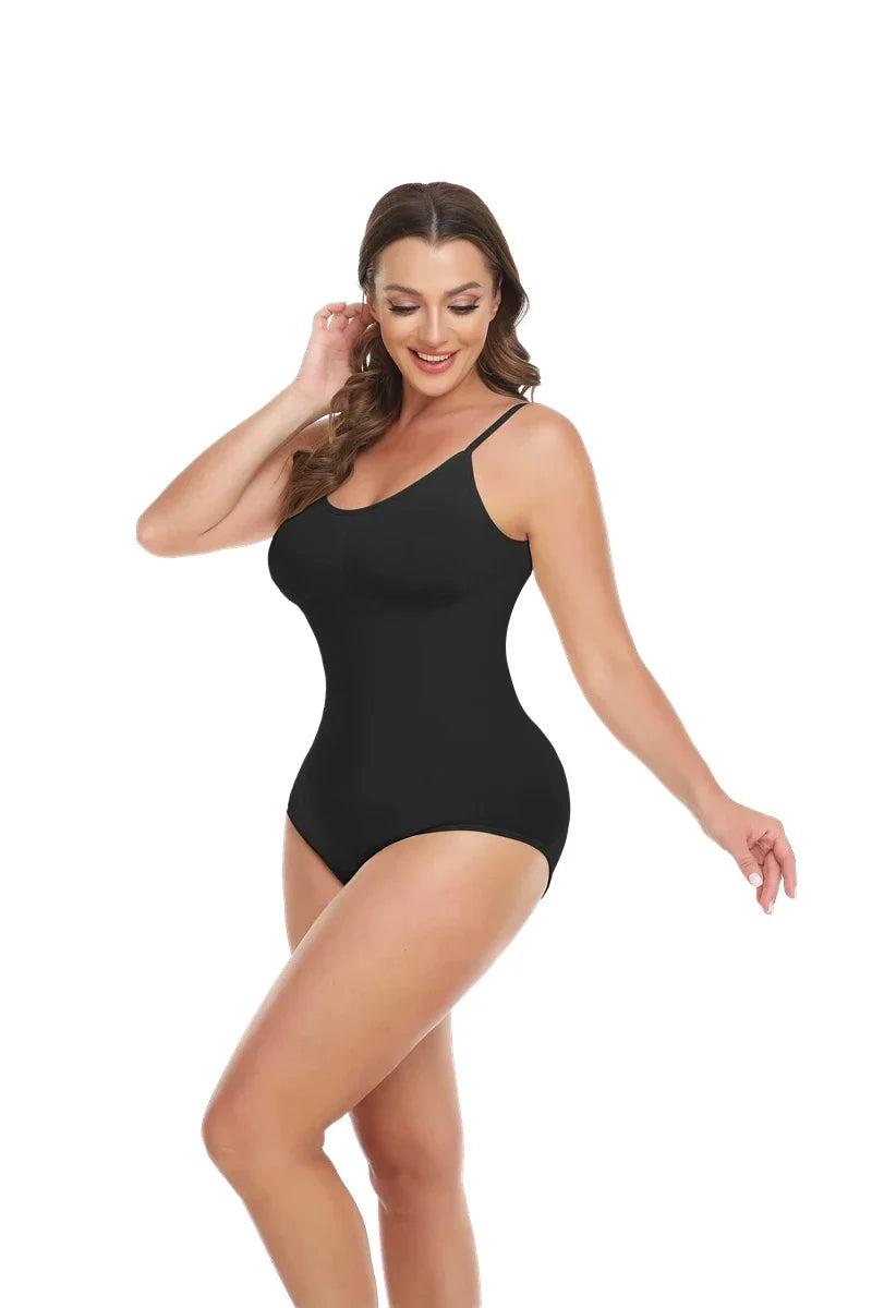 Women Seam-free Sleeveless V-Neck Bodysuit Shapewear Tummy Control Body Shaper Tank Top Red Blue