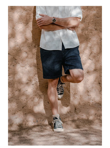 High Standard Series 2025 Summer New 13oz Indigo Sashiko Cloth Fabric Denim Shorts Loose 100% Cotton Vintage Shorts