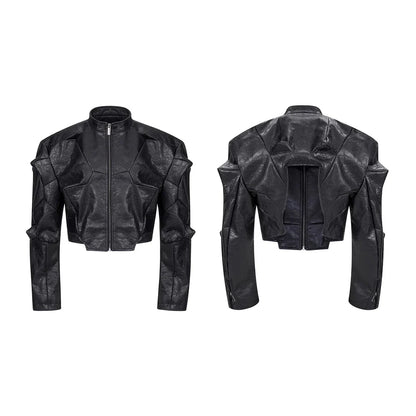 Spring Autumn Cool Handsome Short Deconstruction Pu Leather Jacket Men Luxury Designer Punk Style Clothes Streetwear