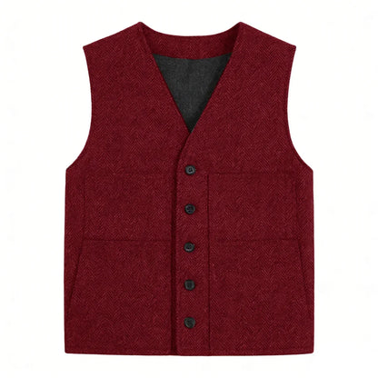 Men Vest Gray V Neck Herringbone Single Button Waistcoat For Wedding Birthday Banquet Party Business Work Daily Men Suit Vest