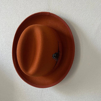 New British Style Wool Felt Fedora Hats for Men Roll Up Brim Homburg Gentleman Church Jazz Hat Party Dress Cap