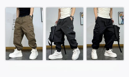 Korean Streetwear Baggy Cargo Pants Men High Quality Multi Pocket Retro Jogger Loose Fit Hip Hop Casual Oversized Haram Pants