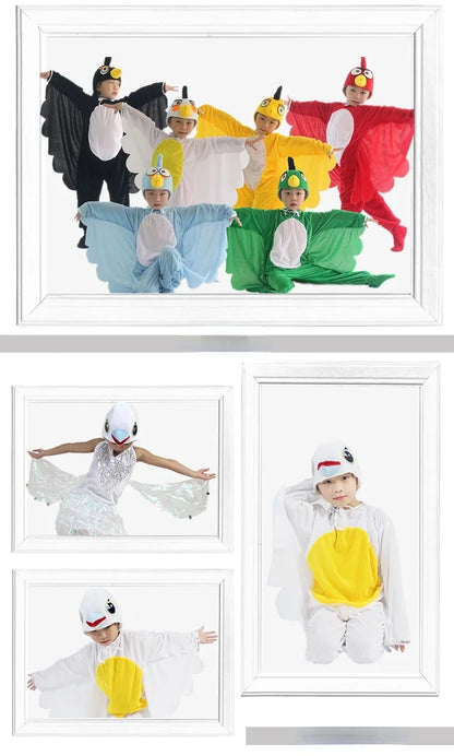 Kids Adults  Animal Bird Oriole Parrot Swallow Eagle Woodpecker Cosplay  Fancy Dress Jumpsuit Costume Gifts Set Halloween