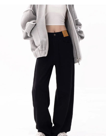 Black Baggy Straight Jeans Women Korean Fashion Streetwear High Waist Wide Leg Denim Pants Female Loose Mopping Jean Trouser Y2K