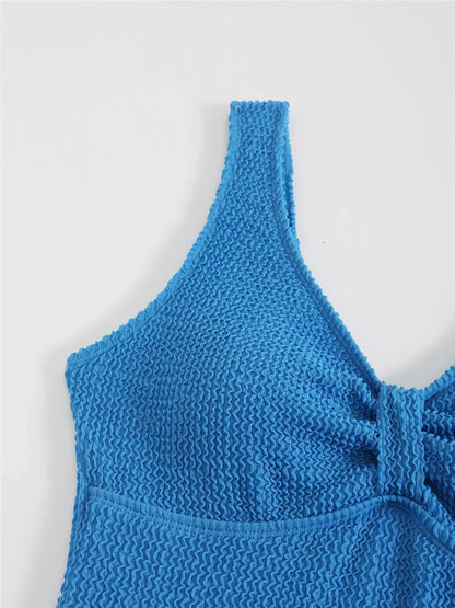 Slim V Neck Swimsuit Women 2025 New One Piece Vacation Swimwear Solid Bodysuit Female Bathers Swimming Monokini Summer Beachwear