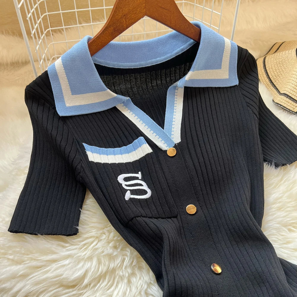 Brand Fashion Summer Knitted Dress Women 2025 New Y2K Embroidery Long Bodycon Sweater Dress Streetwear Lady Vestidos
