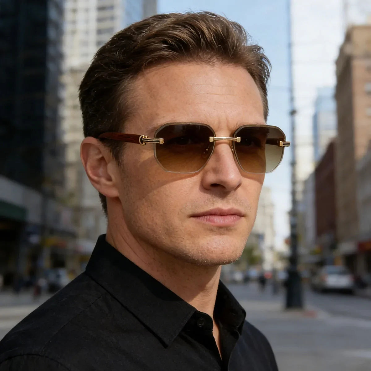 2026 Wooden Rimless Sunglasses Women Trendy Vacation Sunscreen Square Sunglass Men Luxury Vintage Retro Fashion Glasses Occhiali