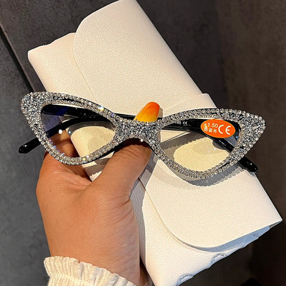 Luxury Sexy Small Cat Eye Reading Glasses Women 2025 Trendy Retro Spring Leg Presbyopia Glasses Ladies Fashion Optical Eyewear