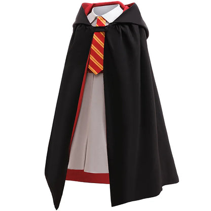 Halloween Movie Cosplay Costume Girls Striped Top + Cape Casual Suit Carnival Halloween Birthday Magic School Dress